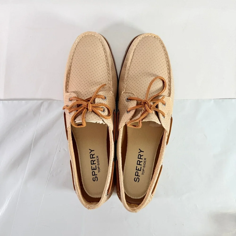 Sperry‎ Top-Sider Ward 2-Eye Perforated Men's Boat Shoes Off-White Size 12W New
